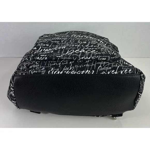 Sakroots Black Backpack White Script Print Convertible Travel Boho Bag Keychain - Picture 16 of 16